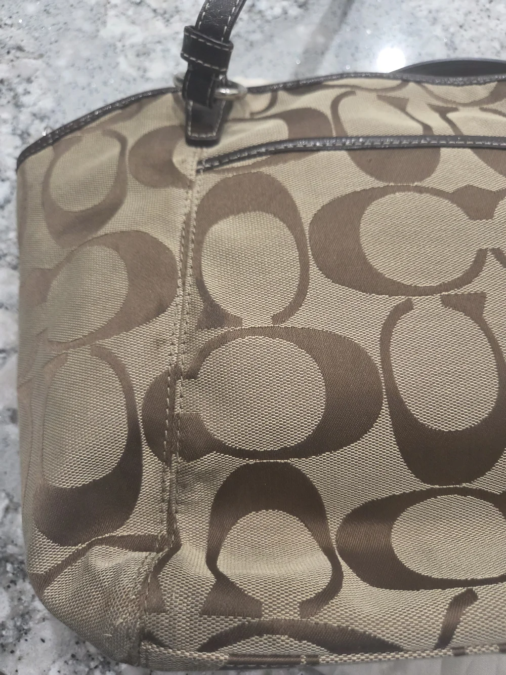Coach Signature Canvas Tan Shoulder Bag - Picture 7 of 7